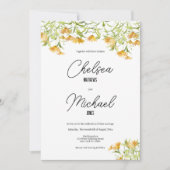 野生オレンジイエローグリーン春結婚フローラ 招待状 (正面)