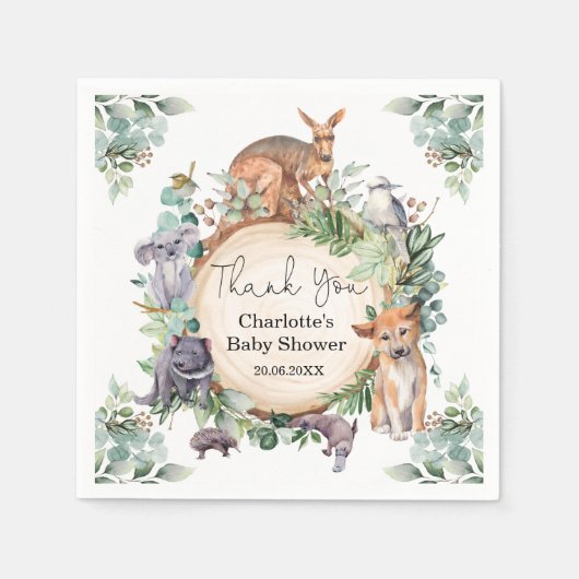 野生オーストラリア産素朴動物ガ葉ム男の赤ちゃん スタンダードカクテルナプキン (正面)