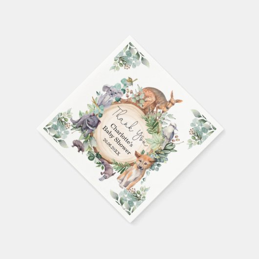 野生オーストラリア産素朴動物ガ葉ム男の赤ちゃん スタンダードカクテルナプキン (角)