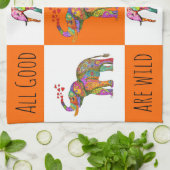 野生カラフルで自由な象のキッチンタオル キッチンタオル (折り畳み)