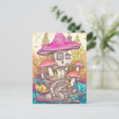 野生カラフルのサイケデリックキノコイラストレーション ポストカード (スタンド正面)