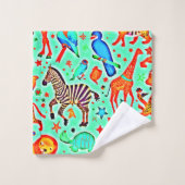 野生カラフルの疑問に思動物の国 バスタオルセット (ウォッシュタオル)