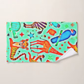 野生カラフルの疑問に思動物の国 バスタオルセット (ハンドタオル)