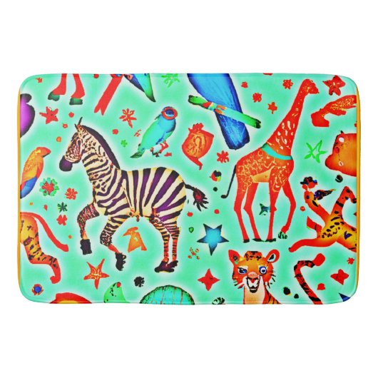 野生カラフルの疑問に思動物の国 バスマット (正面)