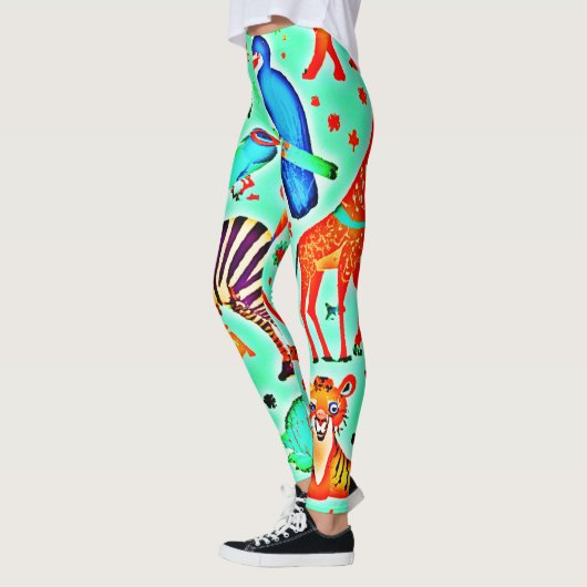 野生カラフルの疑問に思動物の国 レギンス (左)