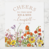 野生カラフルの花の国の結婚式応援 ワインラベル (シングルラベル)