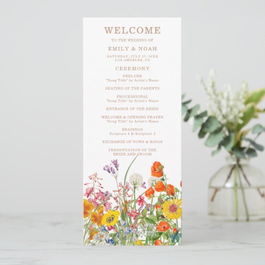 野生カラフルの花の国の結婚式 プログラム (スタンド正面)