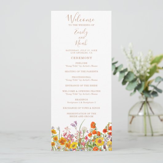 野生カラフルの花の国の結婚式 プログラム (スタンド正面)