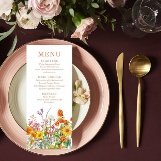 野生カラフルの花の国の結婚式 メニュー