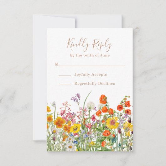 野生カラフルの花の国の結婚式 出欠カード (正面)
