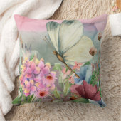 野生カラフルの花の間の蝶のキス クッション (ブランケット)