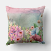 野生カラフルの花の間の蝶のキス クッション (裏面)