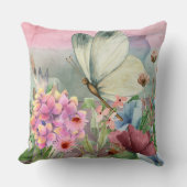 野生カラフルの花の間の蝶のキス クッション (正面)