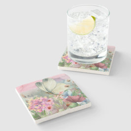 野生カラフルの花の間の蝶のキス ストーンコースター