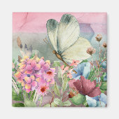 野生カラフルの花の間の蝶のキス マグネット (正面)