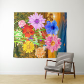野生カラフルの花(夏の夕日) -フローラ タペストリー (インサイチュ(横))
