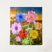 野生カラフルの花(夏の夕日) -フローラ タペストリー (正面)
