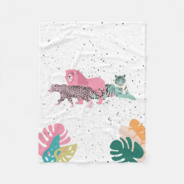 野生カラフル動物と熱帯離れ フリースブランケット