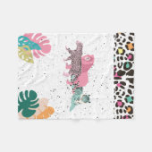 野生カラフル動物と熱帯離れ フリースブランケット (正面(横))