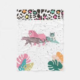 野生カラフル動物と熱帯離れ フリースブランケット