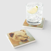 野生カラフル動物 – ライオン、石コースター ストーンコースター (横)