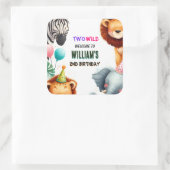 野生クールの2歳の誕生日に動物園のゼブラサファリ スクエアシール (バッグ)