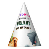 野生クールの2歳の誕生日に動物園のゼブラサファリ パーティーハット (正面)