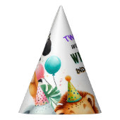 野生クールの2歳の誕生日に動物園のゼブラサファリ パーティーハット (左)