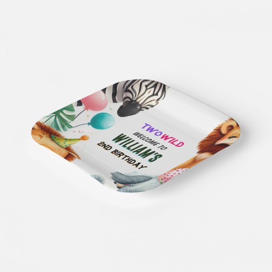 野生クールの2歳の誕生日に動物園のゼブラサファリ ペーパープレート (傾斜あり)