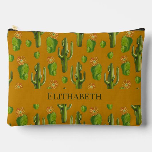 野生サボテンのパターン アクセサリーポーチ (正面)