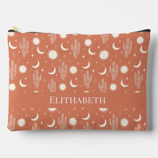 野生サボテンのパターン アクセサリーポーチ (正面)