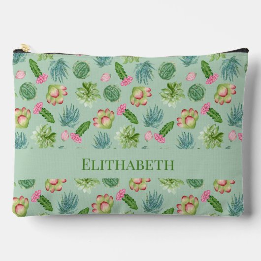 野生サボテンのパターン アクセサリーポーチ (正面)