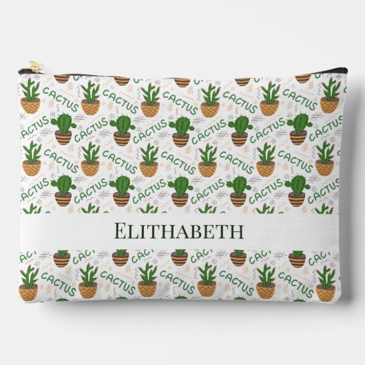 野生サボテンのパターン アクセサリーポーチ (正面)