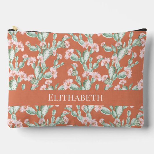 野生サボテンのパターン アクセサリーポーチ (正面)