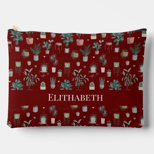 野生サボテンのパターン アクセサリーポーチ (正面)