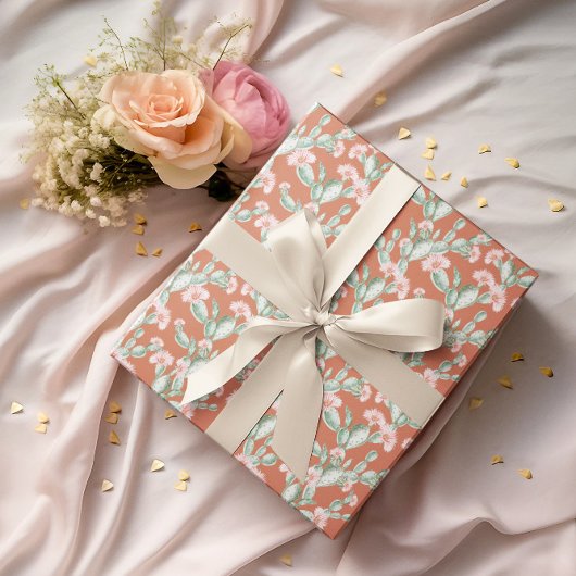 野生サボテンのパターン ラッピングペーパー