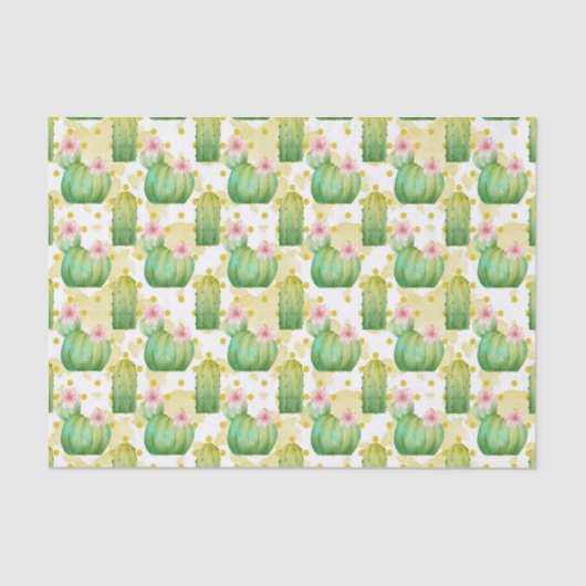 野生サボテン模様の水色パーティー組織 薄葉紙 (正面)