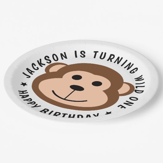 野生サル ジャングルサファリ 動物 子供の誕生日 ペーパープレート (アングル)