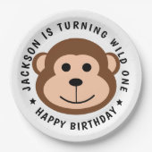 野生サル ジャングルサファリ 動物 子供の誕生日 ペーパープレート (正面)