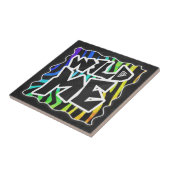 野生シマウマの黒および虹私 タイル (側面)