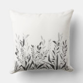 野生シンプルの植物の白黒の模様 クッション (裏面)