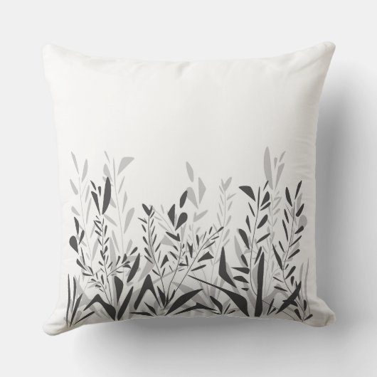 野生シンプルの植物の白黒の模様 クッション (裏面)