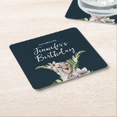 野生ジャングルレオパード成人誕生日パーティー スクエアペーパーコースター (アングル)