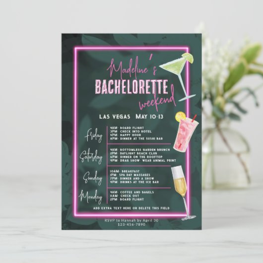 野生ゼブラヒョウのネオンピンクバチェロレッテ 招待状 (スタンド正面)