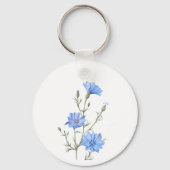 野生チコリーフラワーボタニカル名前をカスタムする キーホルダー (裏面)