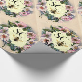野生バラの冠,ハニービー/養蜂家モノグラム ラッピングペーパー (角)