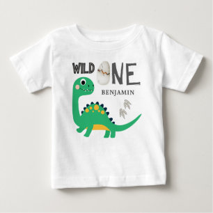 野生パーソナライズされたのワンタノラゾウ第1誕生日 ベビーTシャツ