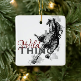 野生パーソナライズされたの物が馬のクリスマスを駆け回る セラミックオーナメント