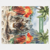 野生パーソナライズされたティラノサウルス名前をカスタムする フリースブランケット (正面(横))