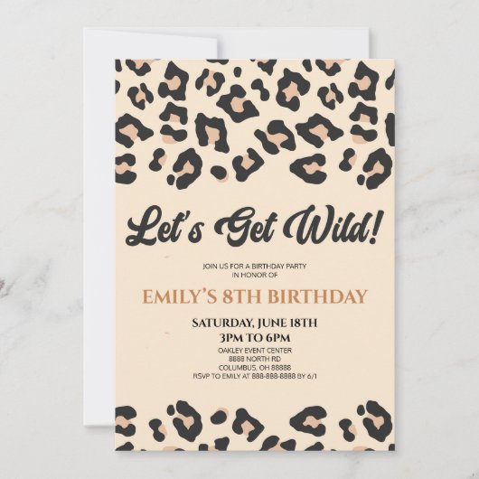 野生ヒョウのチーズ誕生日パーティーを取得しよう 招待状 (正面)
